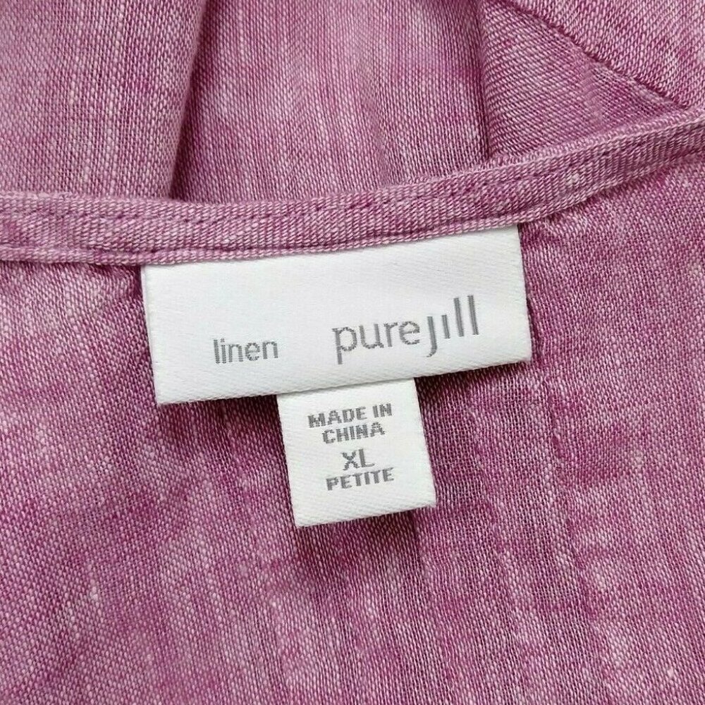 PureJill Linen Petite Crosshatch Boxy Blouse - Picture 5 of 7